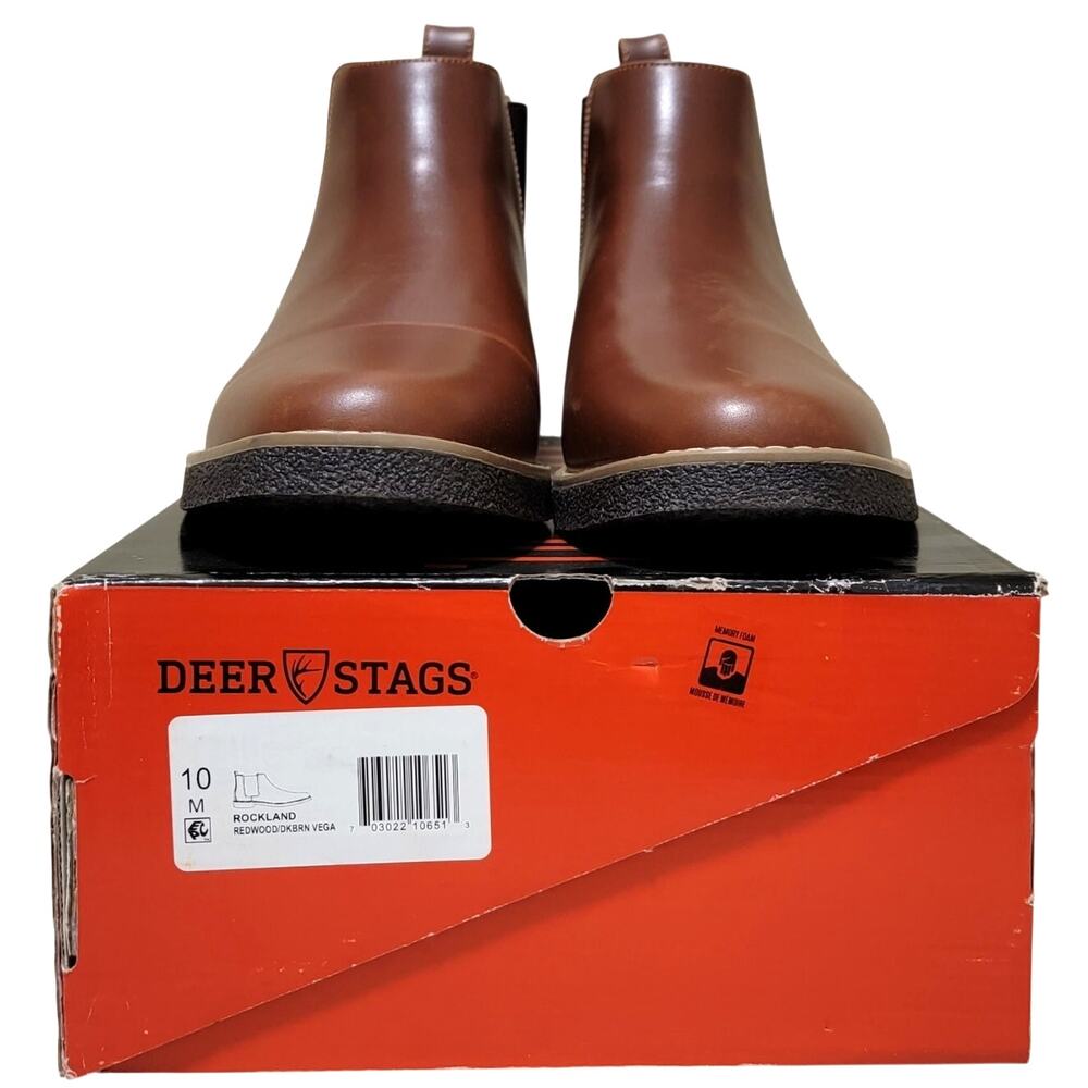 Deer Stags Men Rockland Chelsea Ankle Boots Size US 10M Redwood Vegan Leather - Picture 5 of 5
